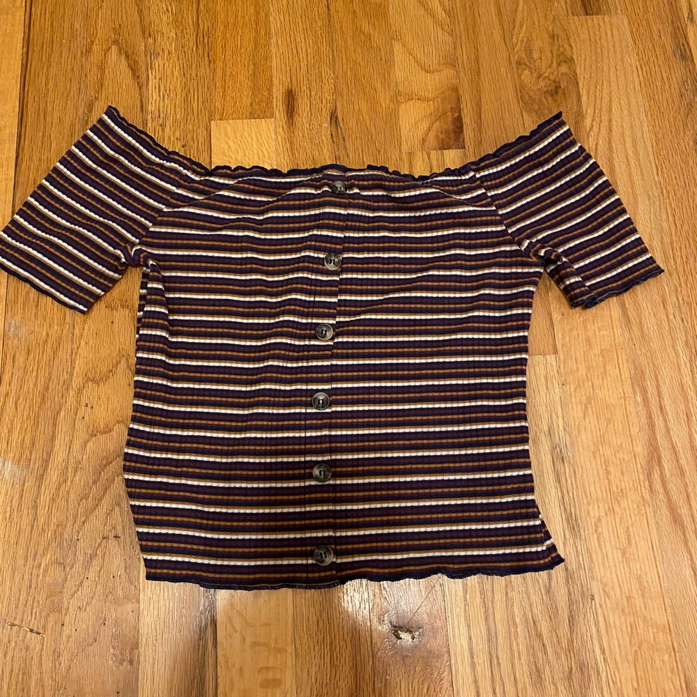 Striped off the shoulder crop top